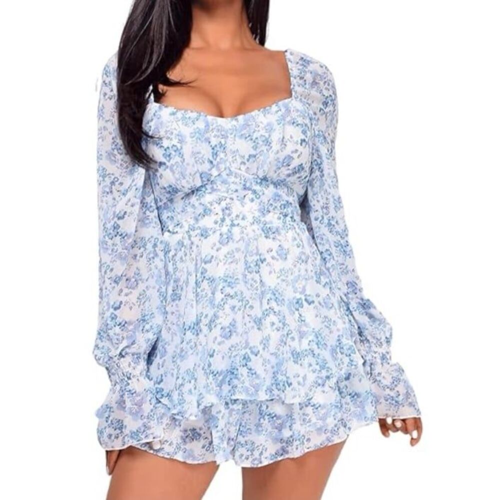 Thirty Thirty Coquette Cottagecore Floral Chiffon Babydoll Dress Small